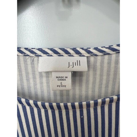 J Jill Striped Colorblock Sheath Dress Women L 3/4 Sleeve Blue Black Career Work - Picture 4 of 8